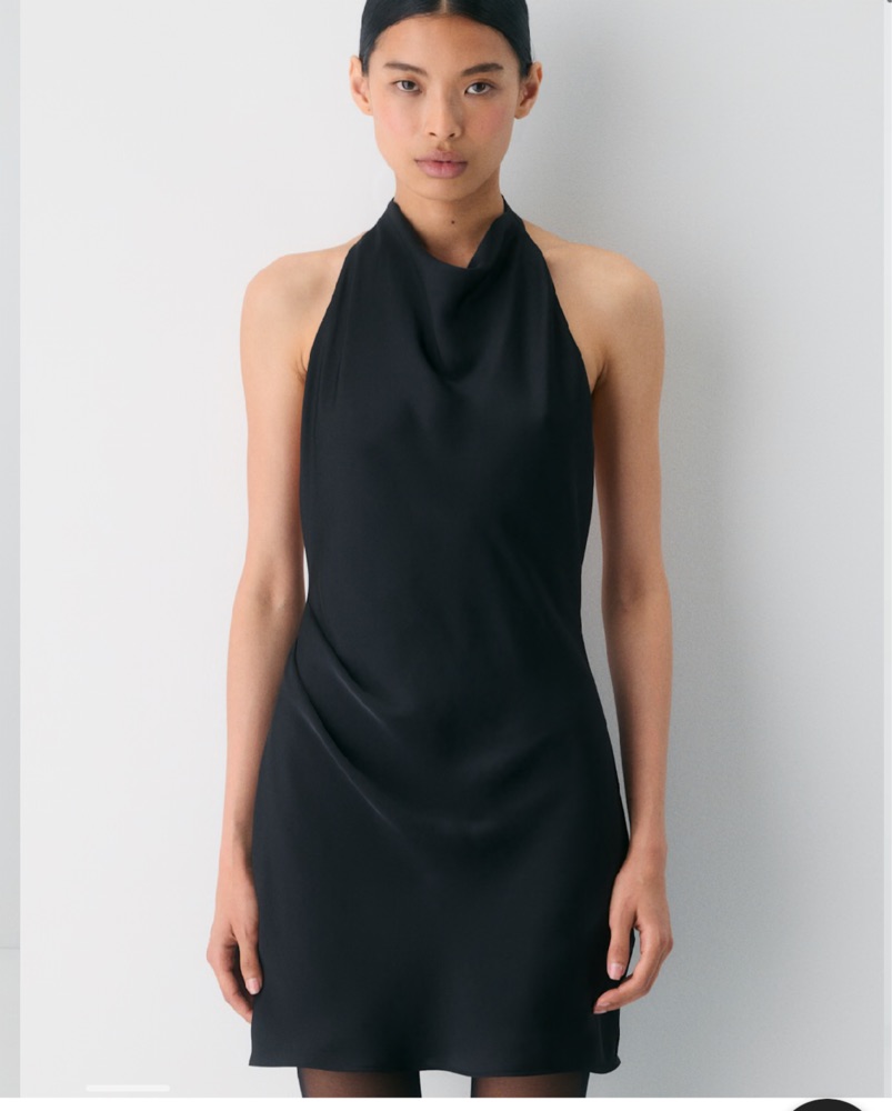 backless apron dress Oasis Brown Ruched Halter Neck Mini Dress - US 14
