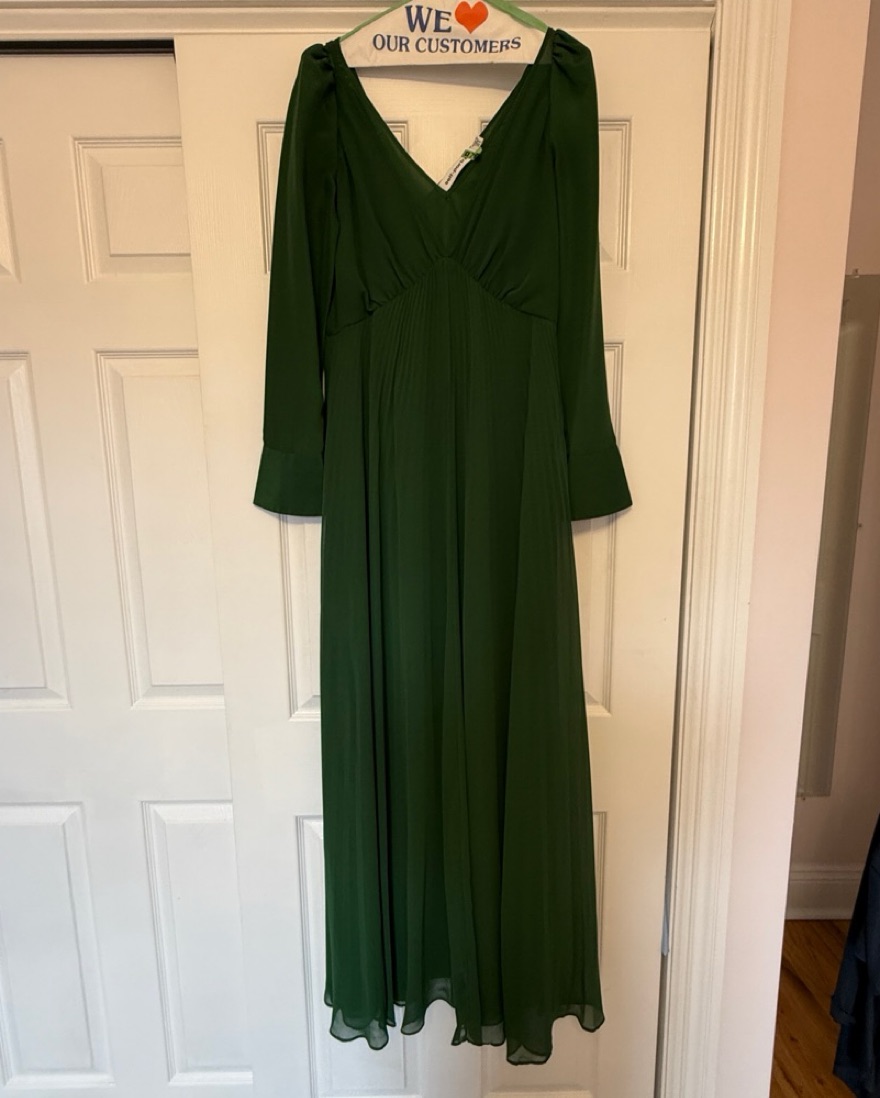 self portrait green chiffon dress Self-Portrait Green Chiffon Midi Dress