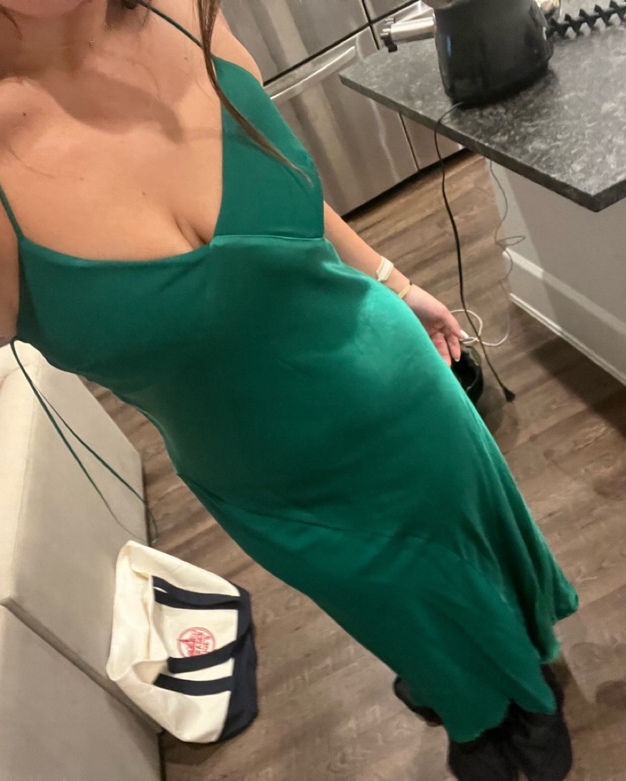 Green Mango Two Tone Slip Dress by Mango - Pickle