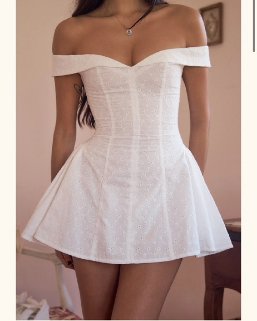 Mirror Palais Lady in White Eyelet Dress by Mirror Palais - Pickle