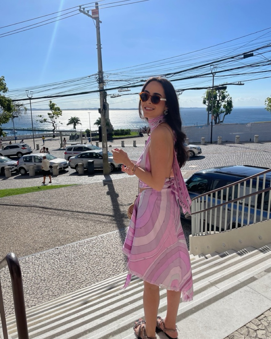 pucci pink halter dress Pucci - Fuschia Silk Printed Halter Maxi Dress