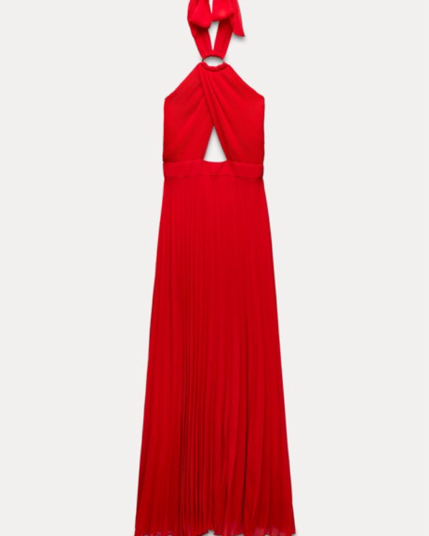 zara pleated red dress Zara Red Pleated Dress