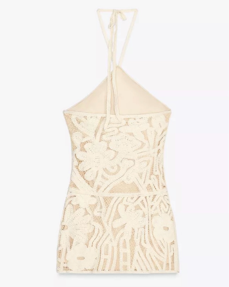 ZARA【NEW】HALTER DRESS WITH FLORAL EMBROIDERY Zara Embroidered Halter Dress | Pickle