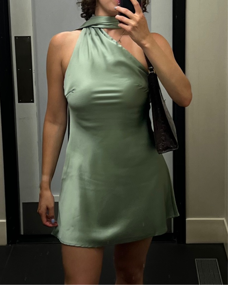 hello molly sage green dress The Samara Satin Maxi Dress Sage Size S from Hello Molly