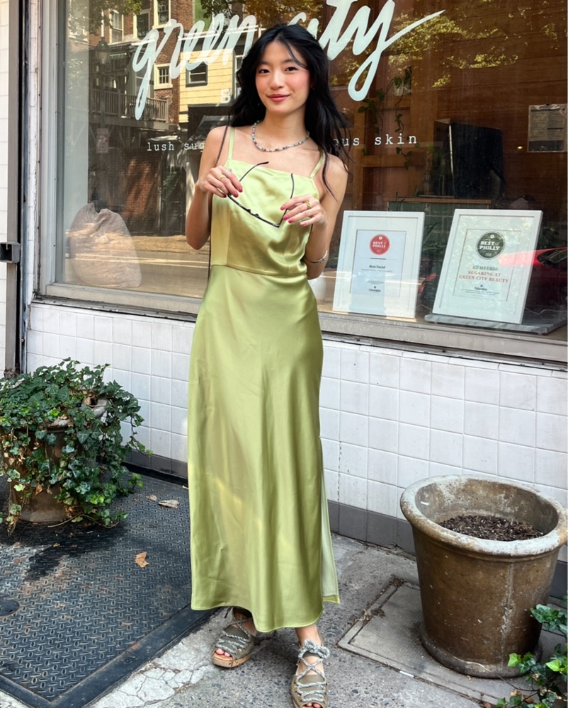 jason wu belted satin wrap dress Jason Wu Collection Sleeveless Bias-Cut Crepe Satin Maxi Dress, Pale Sage, Women's, 10, Casual & Work Dresses Maxi Dresses