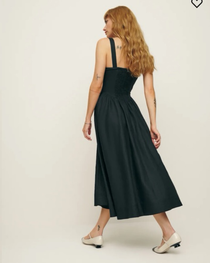 linen blend black dress Posh Button Linen Dress