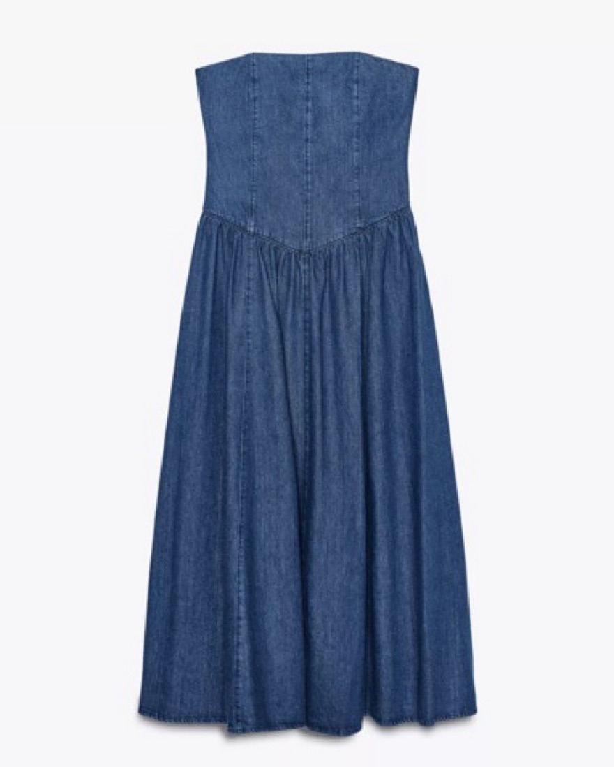 denim strapless dress zara Zara Zara ZW STRAPLESS DENIM DRESS 69.90