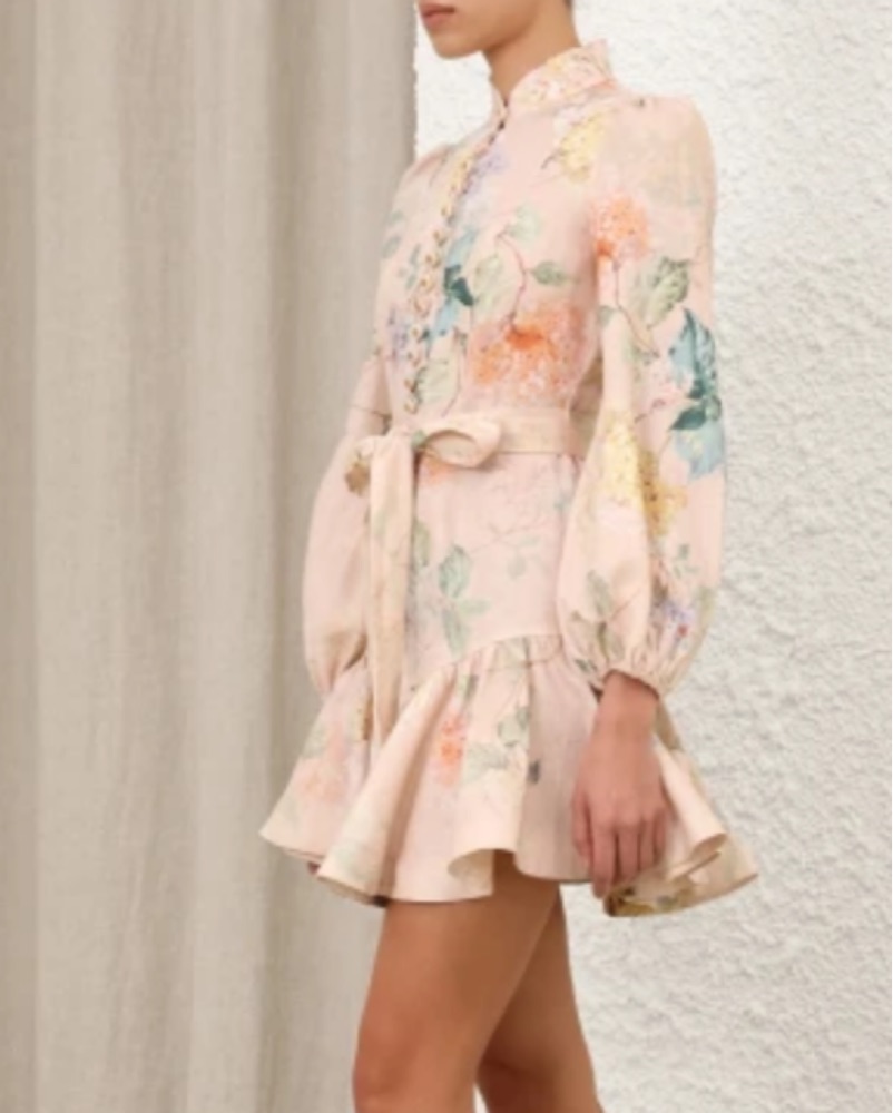 zimmermann illuminate peplum midi dress NWOT $1,150 Zimmermann Illuminate Peplum Linen Midi Dress Lemon Hydrangea  AU2 M