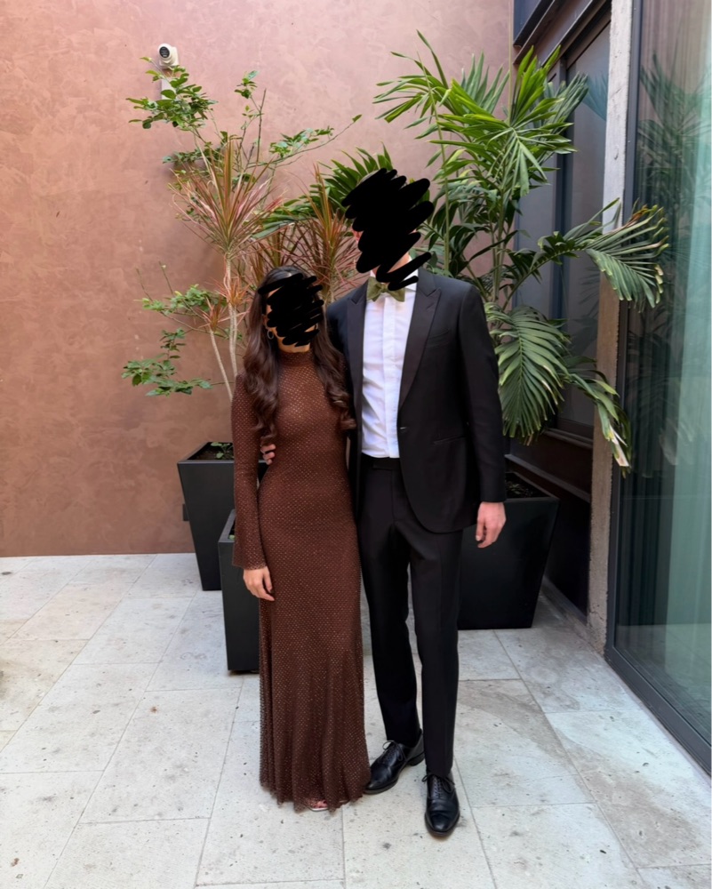 self portrait brown rhinestone dress Brown Rhinestone Gathered Maxi Dress