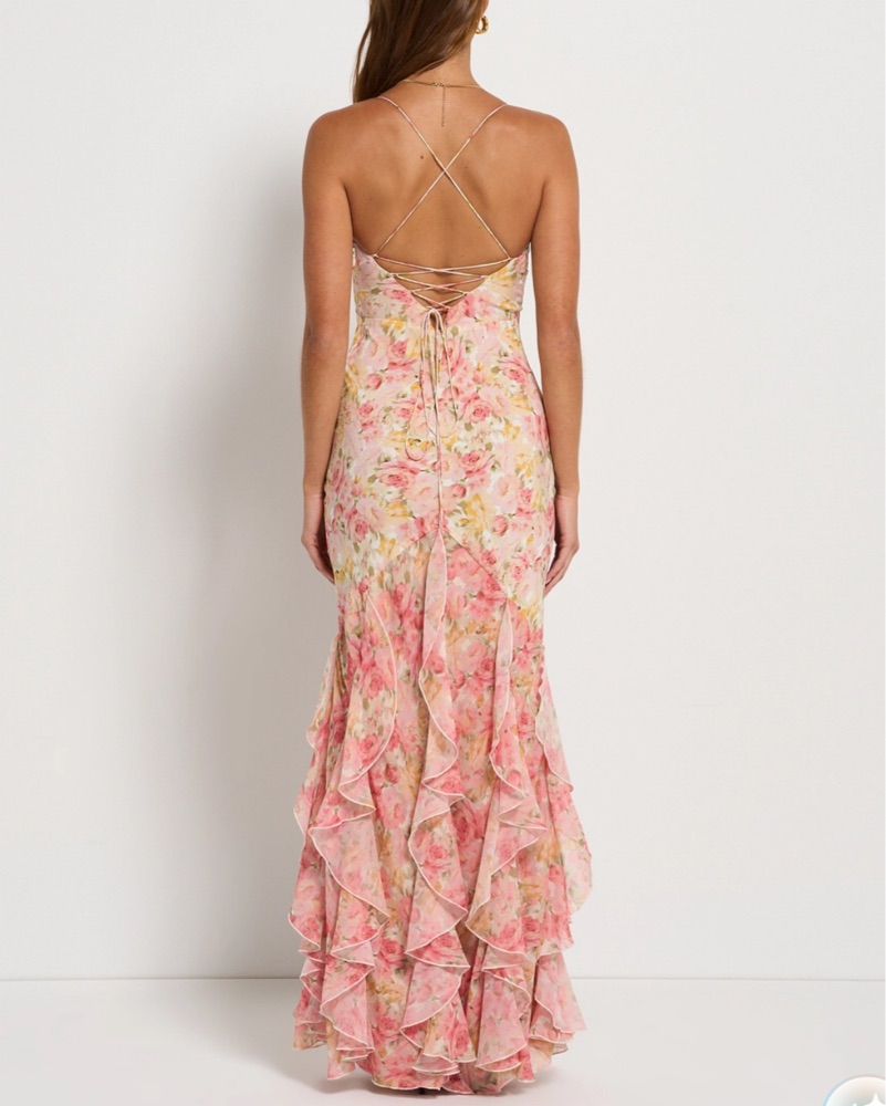 knee length dresses for ladies for Love and Lemons Elea Maxi Dress in Rose Pink