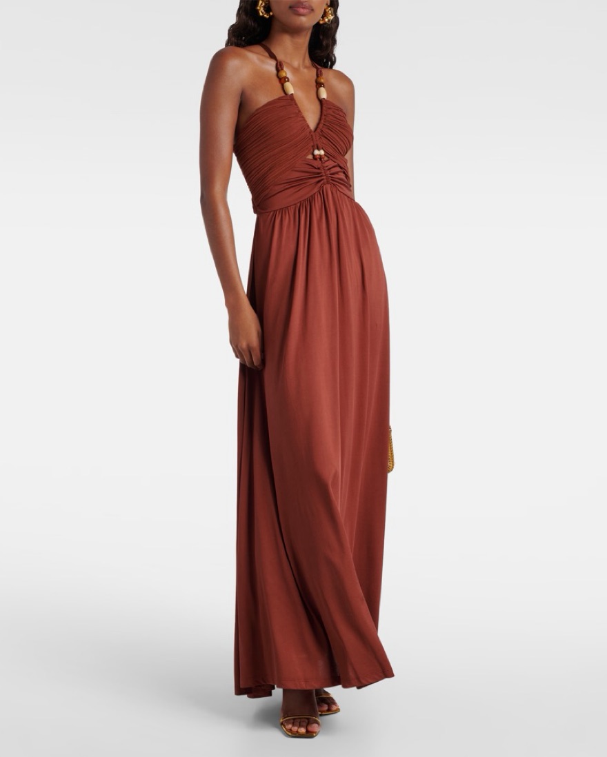 DVF Caty beaded halterneck maxi dress by Diane von Furstenberg - Pickle