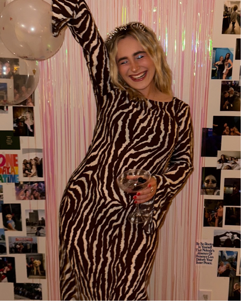 realisation par brown zebra dress Réalisation Par Gia Animal Dress – Designer Dress Hire NZ – Rent with Iz