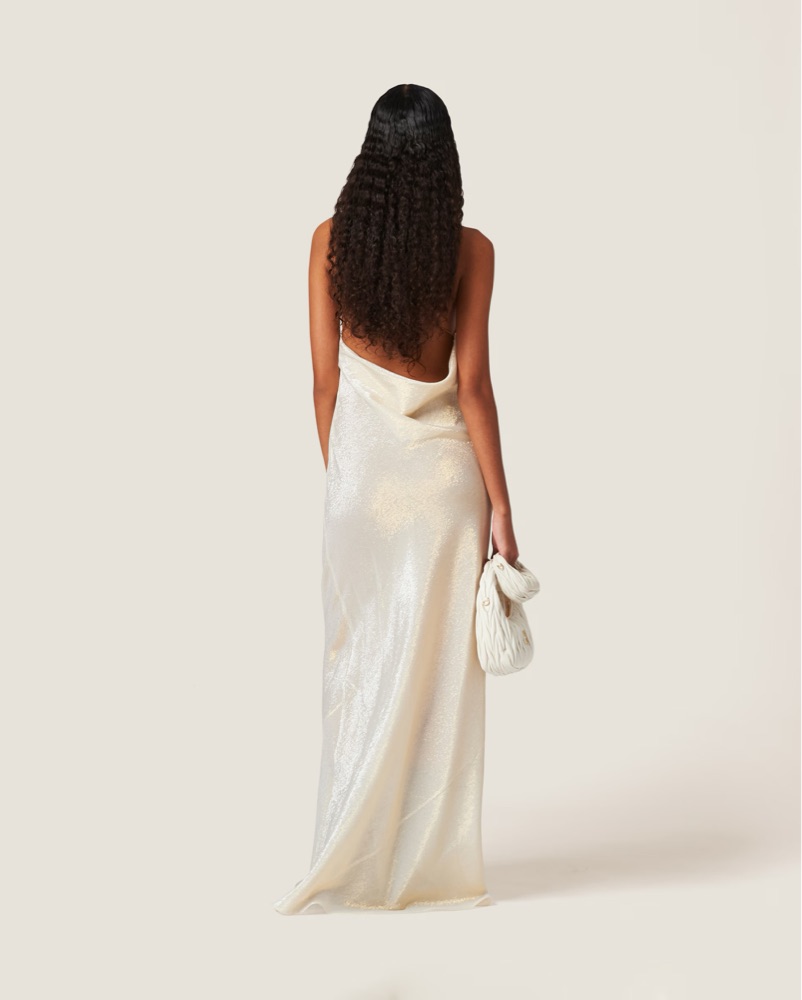 sparkly evening wedding dress White Sequin Evening Gown with Cape Sleeves - White Sequin Dress