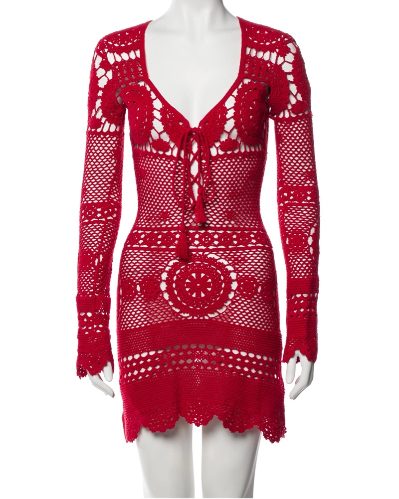 rat and boa red crochet dress Mini dress Rat & Boa Red size S International in Cotton