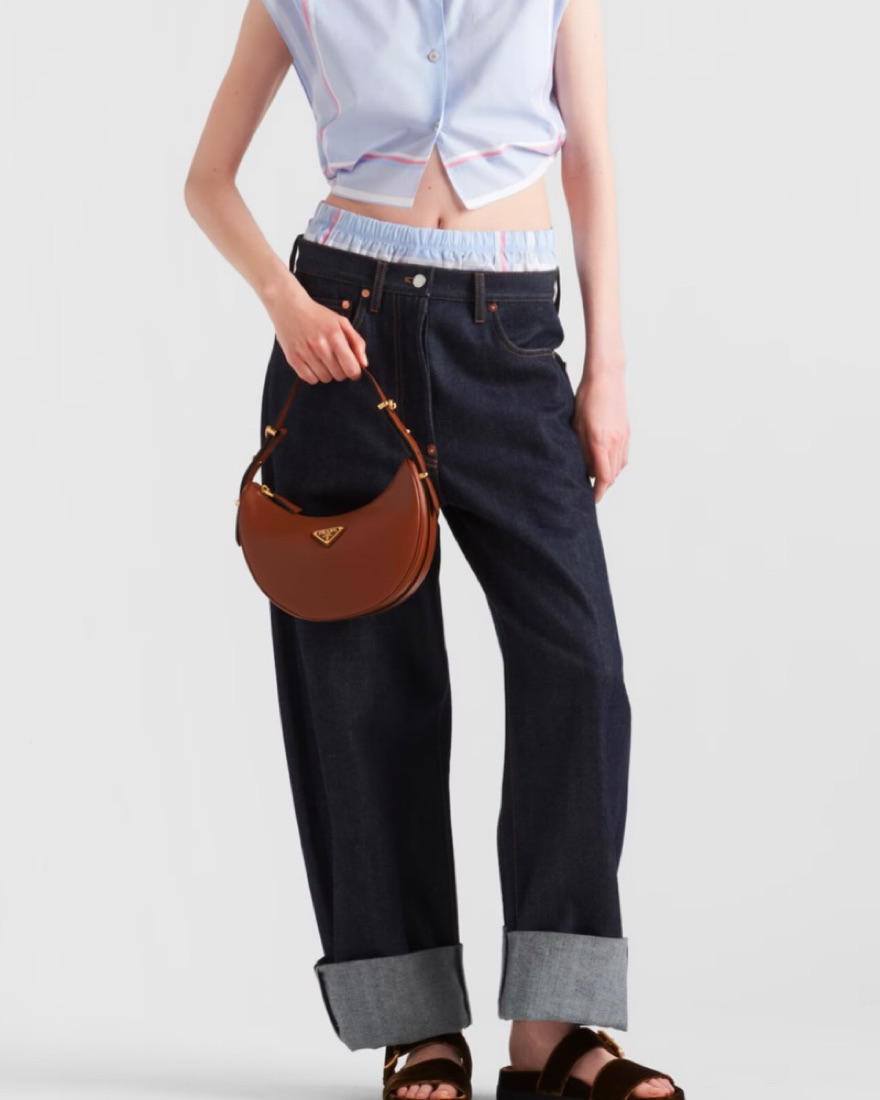 Prada Arqué small leather shoulder bag | Pickle