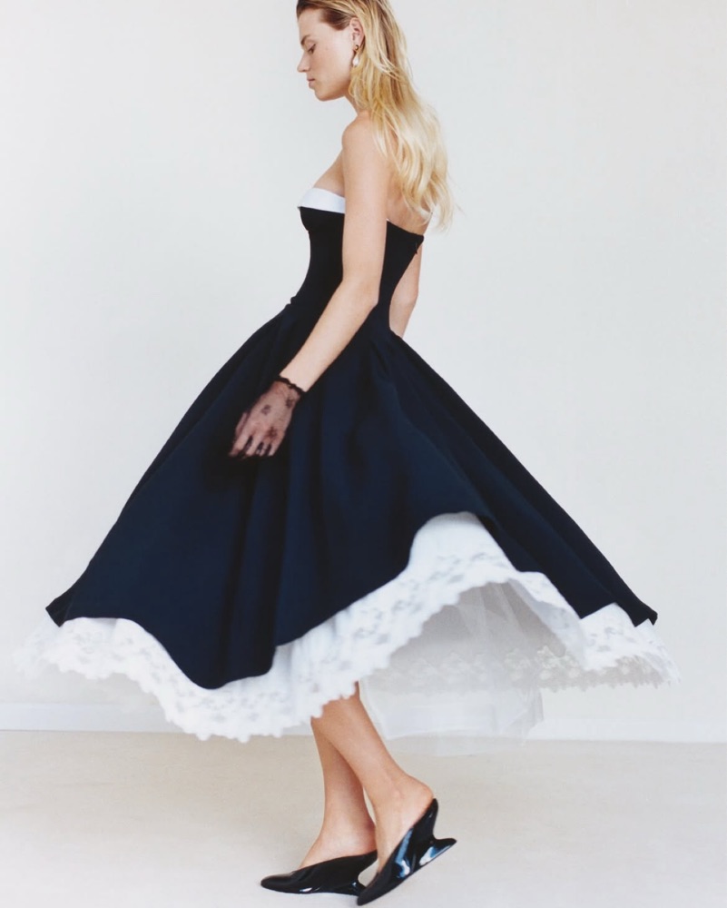 helsa the finale lace & poplin midi dress reviews Helsa The Finale Midi Dress With Lace & Poplin in Black