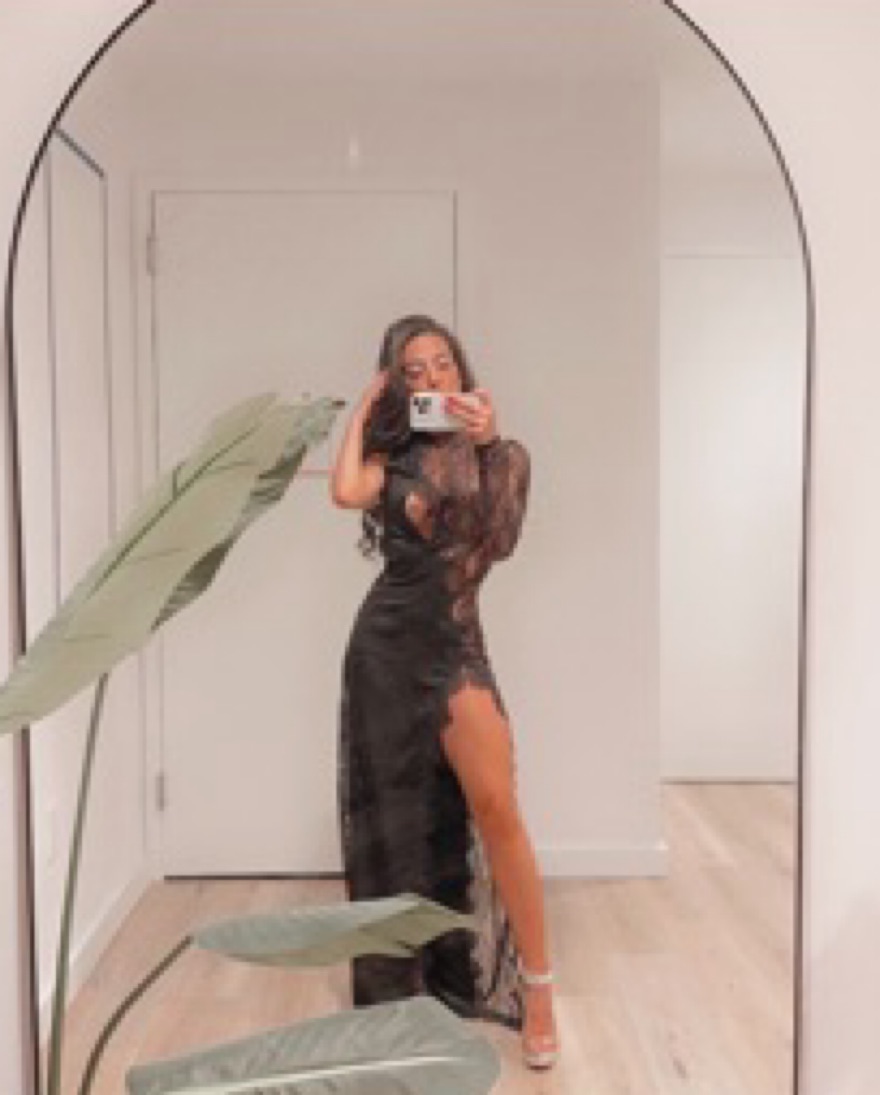 Black Lace Dress With Leg Slit | Pickle