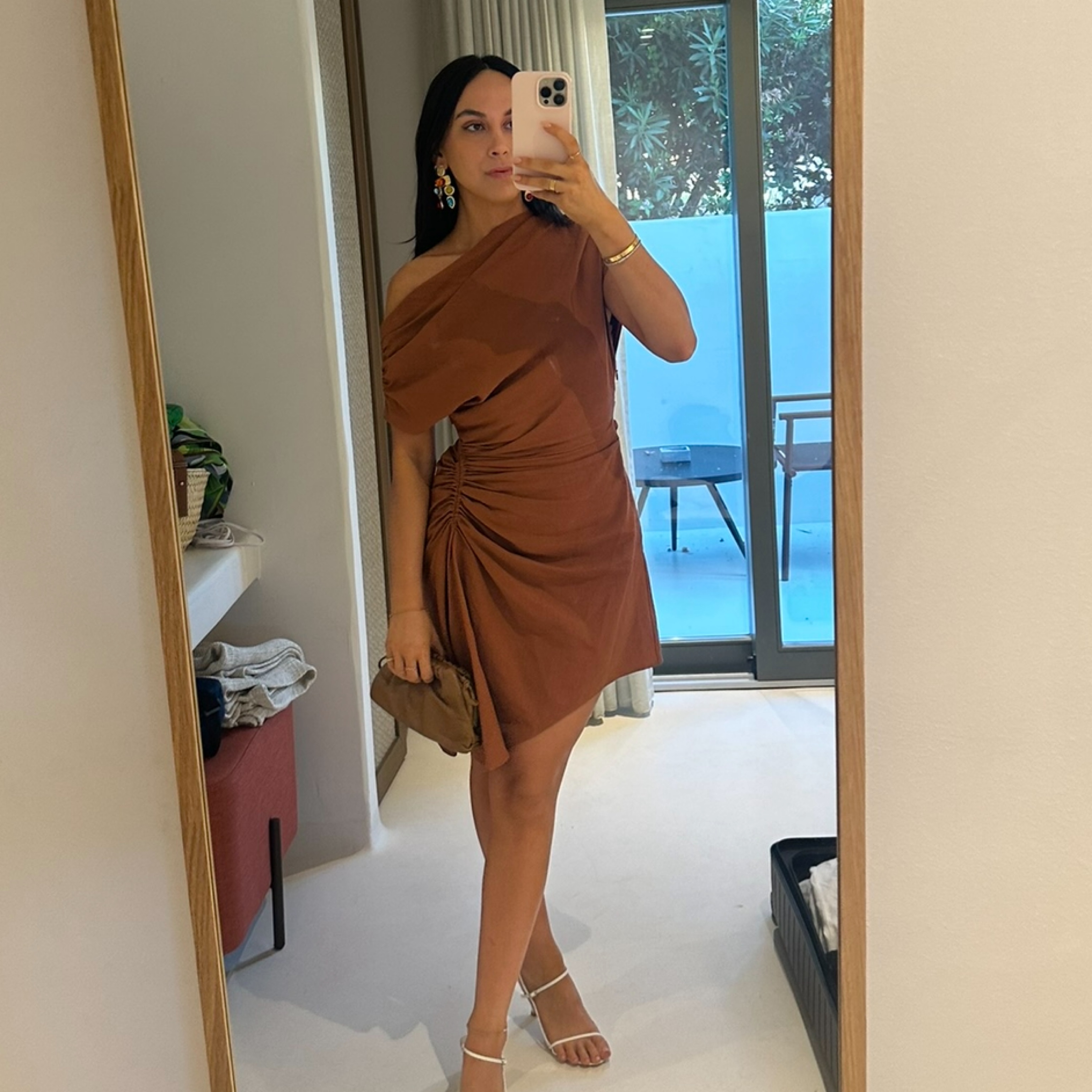 alc poppy linen mini dress Linen Blend Strapless Mini Dress with Cut Out Back Detail S / Green