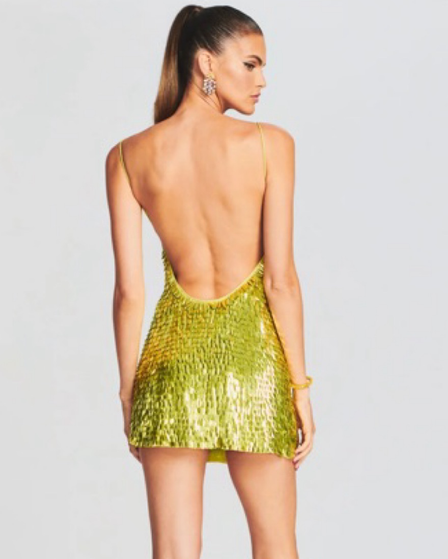 NARA FEATHER SEQUIN DRESS by Retrofete - Pickle