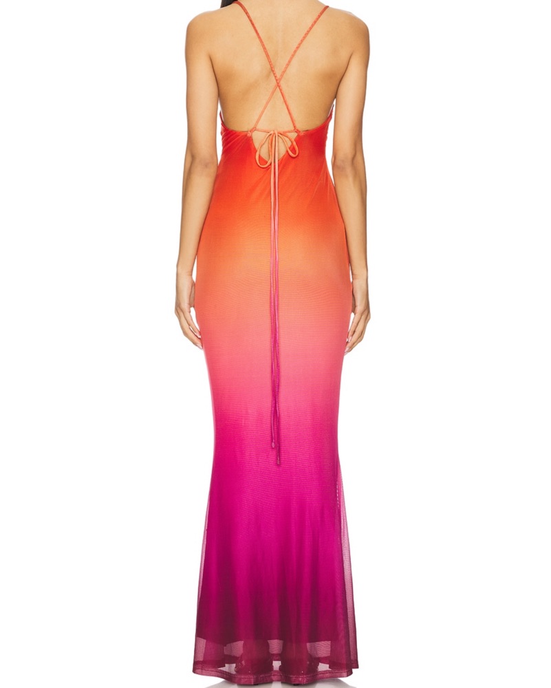 monki pink mesh dress Monki mesh midi dress in black and pink and purple print