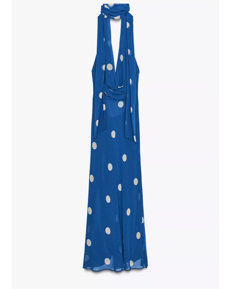 blue and white polka dot dress zara Frozen Elsa Coronation Dress Adult Costume with Cape – Cosplayrr main image 0