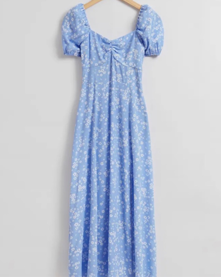 other stories puff sleeve midi dress &amp; Other Stories + Fitted Puff Sleeve Midi Dress
