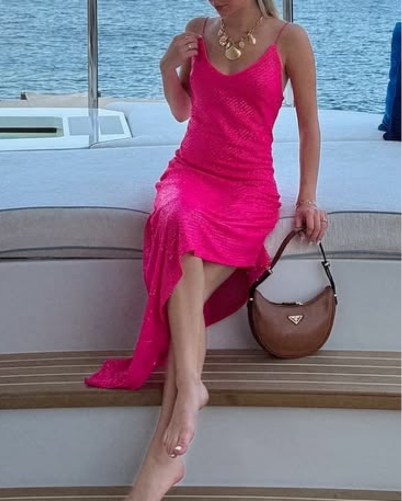 rotate pink sequin dress Rotate By Birger Christensen Sequin-embellished Midi Dress