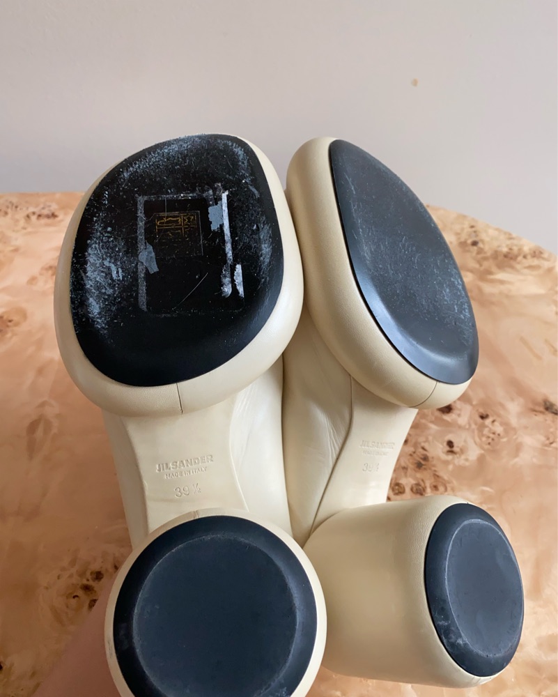 Jil Sander Neutral Leather Mules by Jil Sander - Pickle