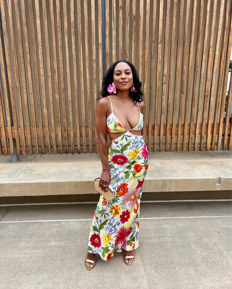 flower dresses Strapless Long Floral-Print Prom Dress with Ruffles Blue / 6 Wash the product with Gothic Black Wedding Dresses Color:White* homecoming dresses 2026