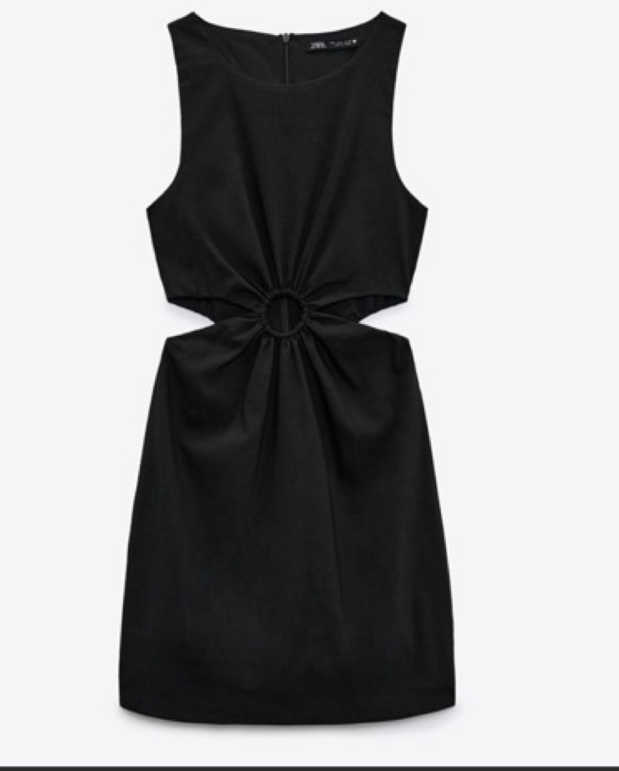 Black Zara O-Ring Linen Cut Out Dress by Zara - Pickle