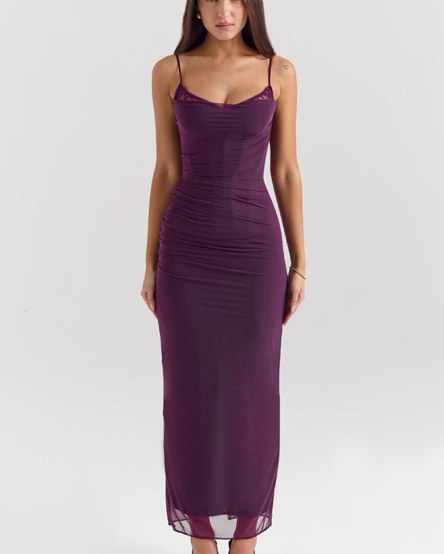 plum bodycon dress Kaiia - Knit Flared Sleeve Bodycon Maxi Dress - Women - Viscose/Polyester - L
