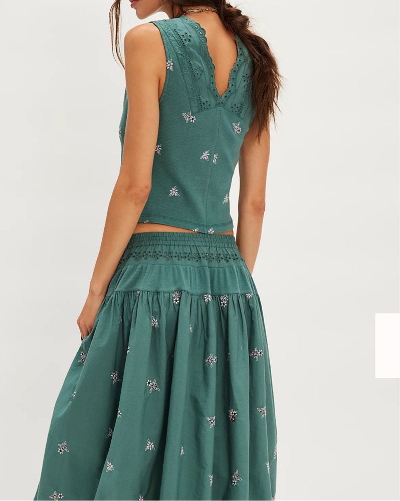 Free People Gesibelle Embroidered Set by Free People - Pickle
