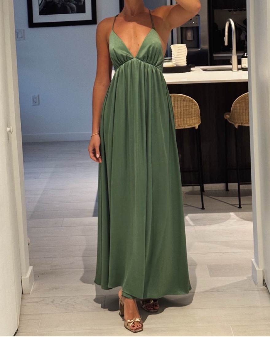 Green Zimmermann Silk Plunge Slip Gown by Zimmermann - Pickle