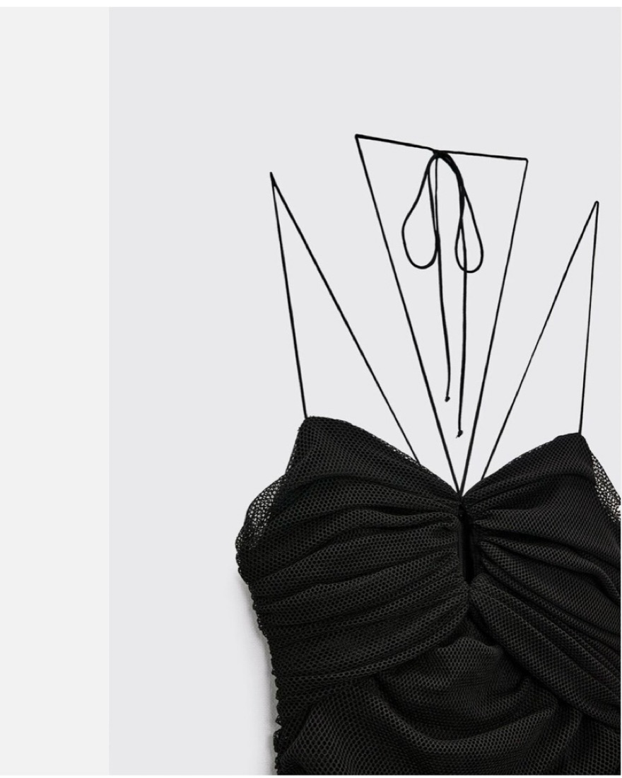 Zara Black Draped Tulle Dress by Zara - Pickle