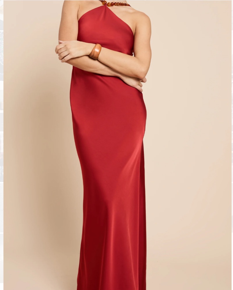 Rusty Red halter bead dress by Staud - Pickle