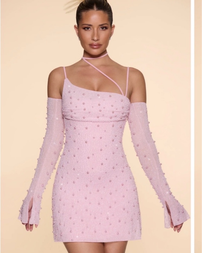 Sequin Pearl Pink CORSET MINI DRESS by Oh Polly - Pickle