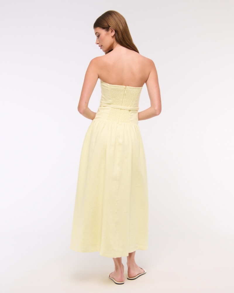 A&F Yellow Linen Midi Dress by Abercrombie and Fitch - Pickle