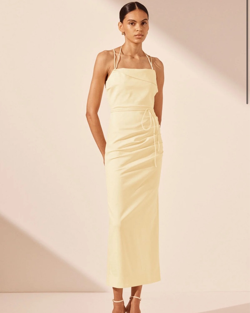 Lani Cross Back Midi Dress in Vanilla by Shona Joy - Pickle