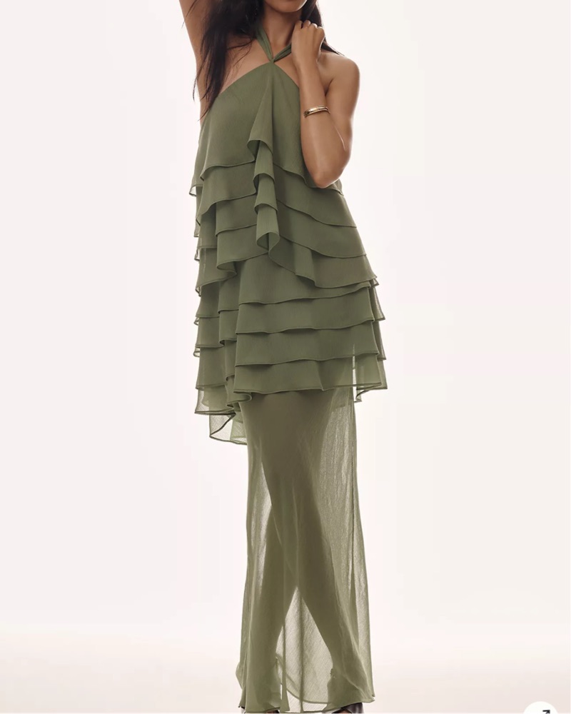 THIRD FORM GAIA TIERED MAXI DRESS by Third Form - Pickle