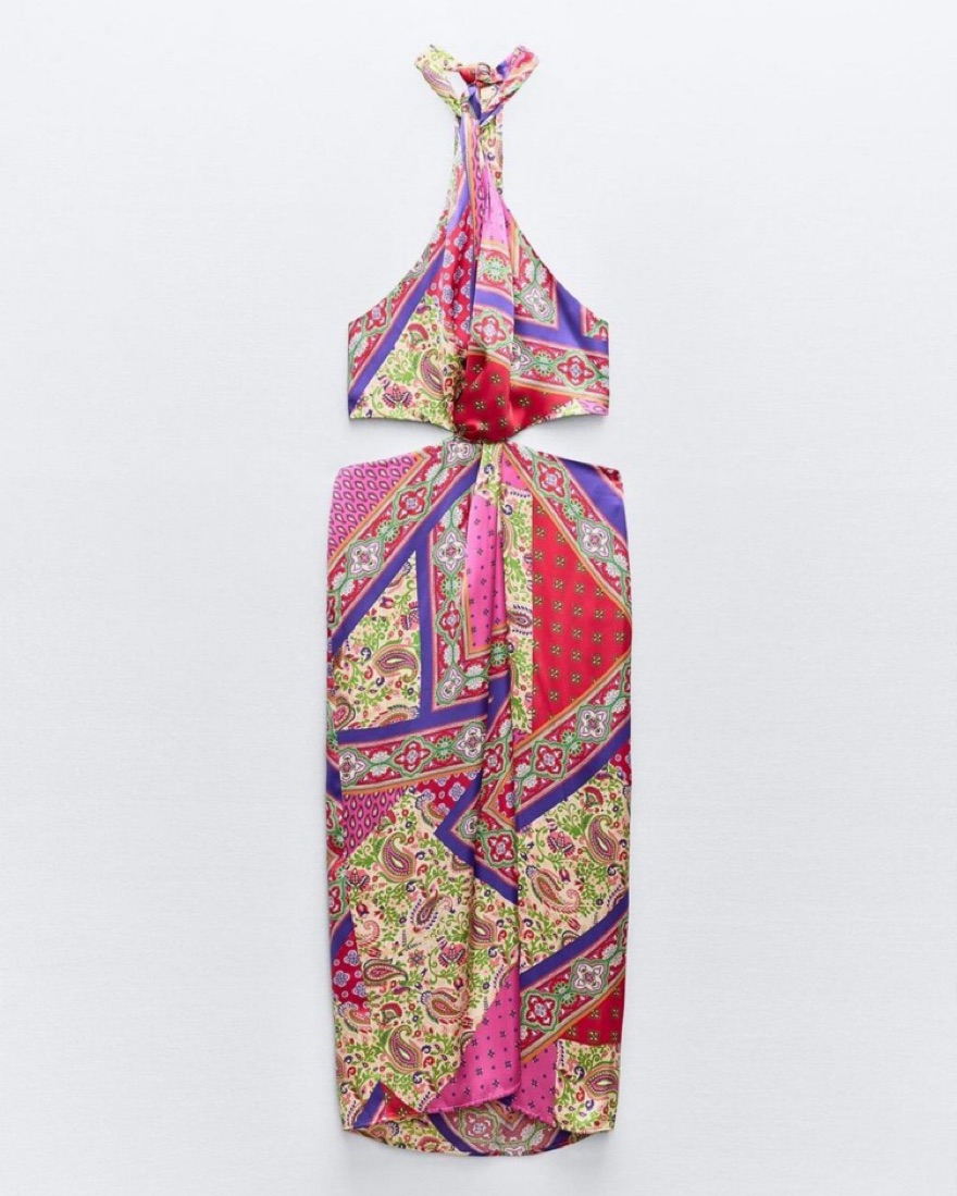 ★hhhh5131 です★ Zara Patchwork Cut Out Halter Dress | Pickle