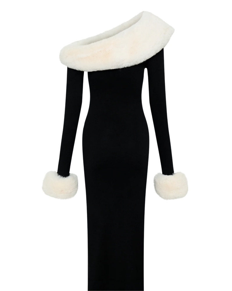 meshki black and white dress Hope Satin Halter Midi / Black/White | Featuring a halter tie V neckline and softly gathered bust Dinah Lace And Satin Maxi
