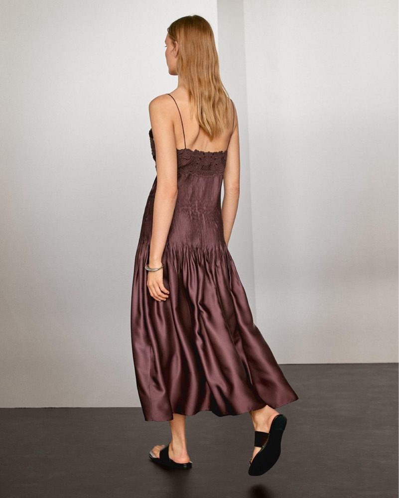 Massimo Dutti Flowing Satin Dress by Massimo Dutti - Pickle