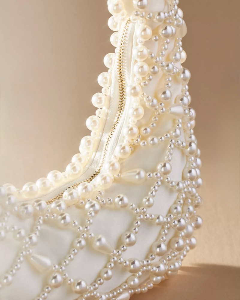 Lucy Satin Pearl Handbag by Anthropologie - Pickle