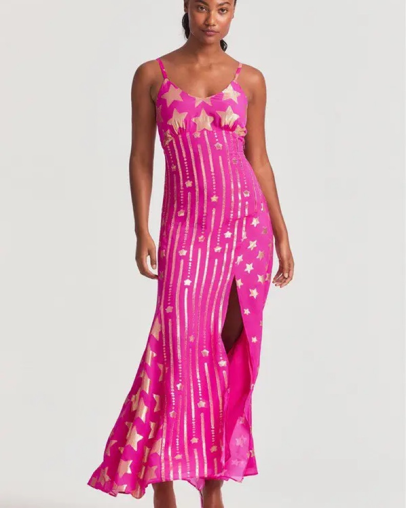 LoveShackFancy Pink Gold Star Maxi Dress by LoveShackFancy - Pickle