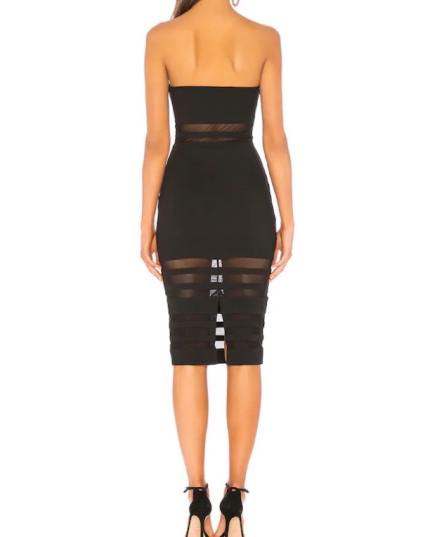renaissance mesh strapless tube midi dress Renaissance Mesh Strapless Tube Midi Dress