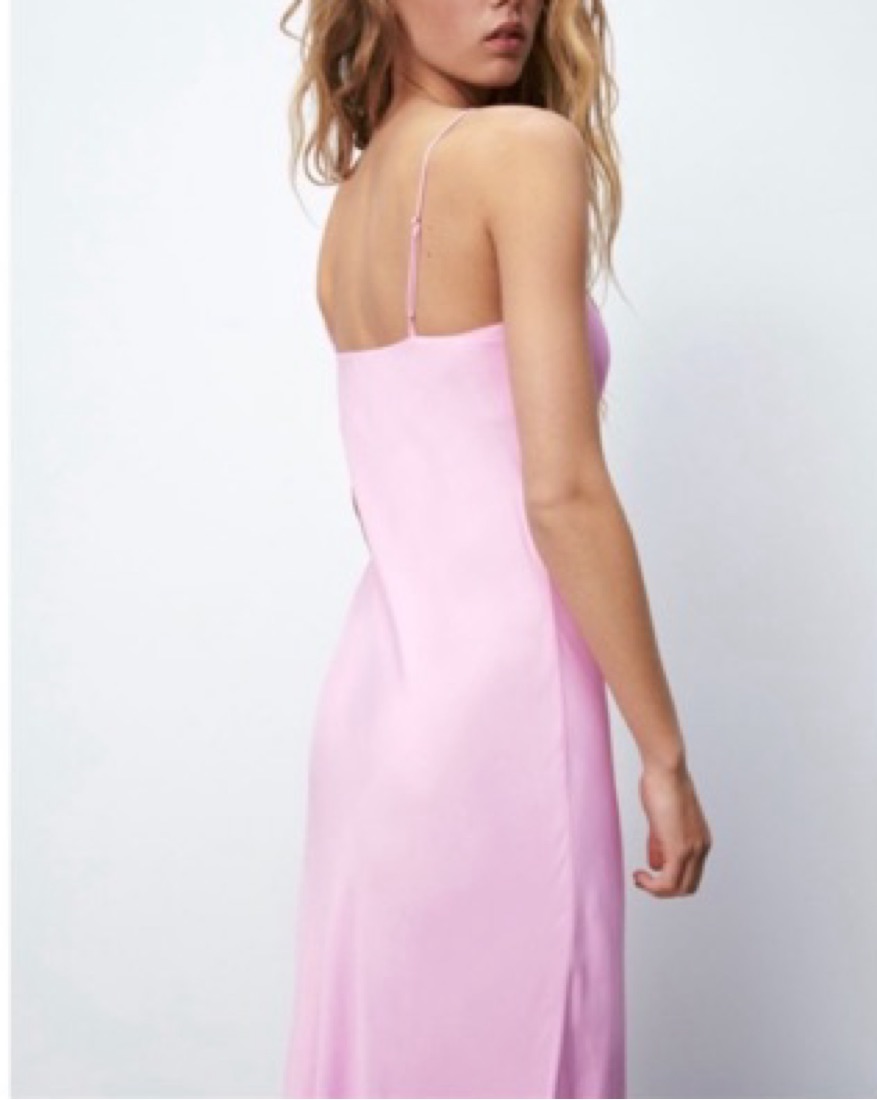 Zara Light Pink Satin Midi Dress by Zara - Pickle