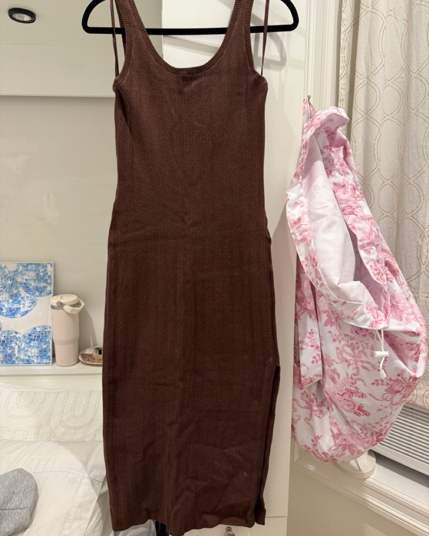 Abercrombie Midi Tank Brown Knit Dress by Abercrombie and Fitch - Pickle