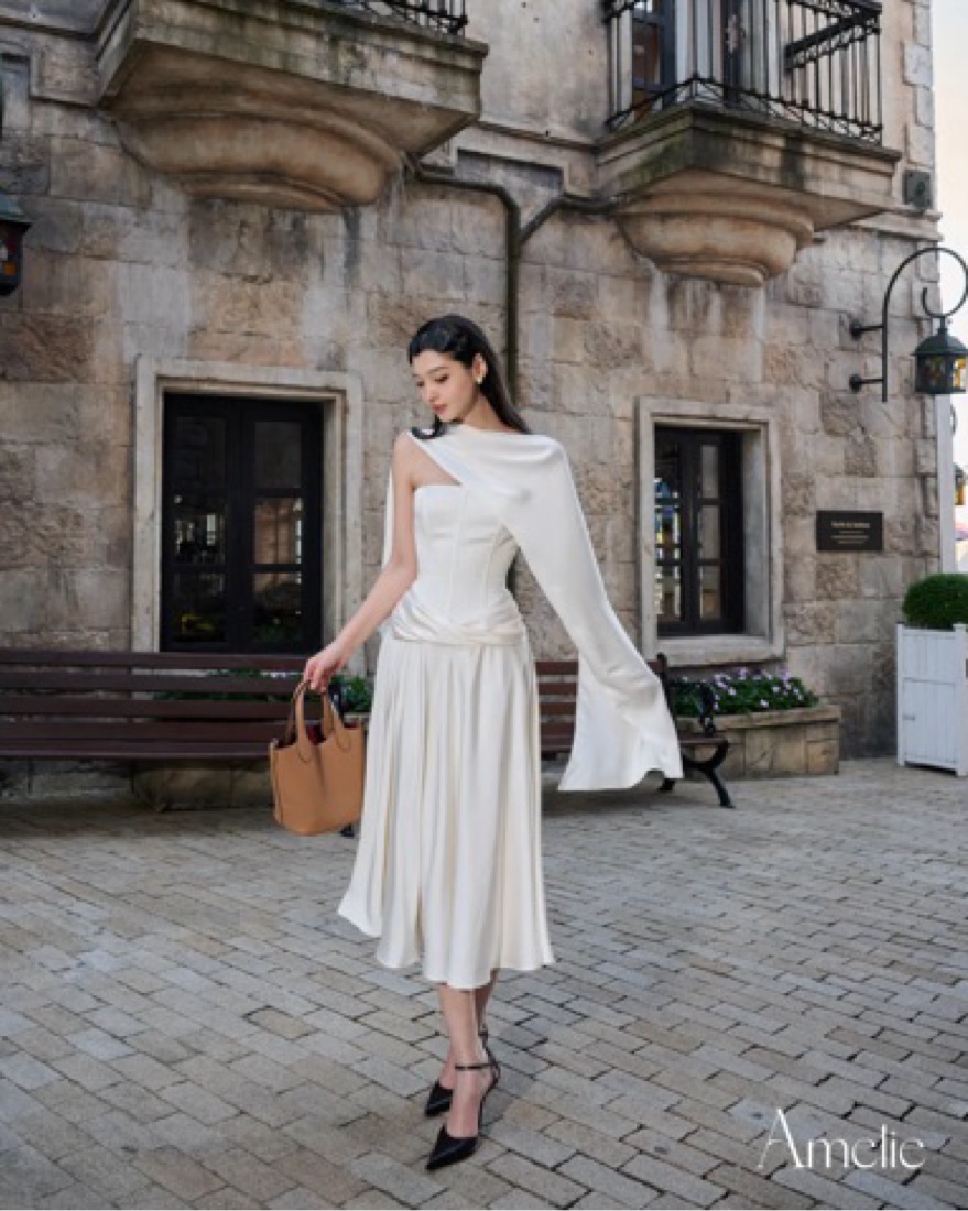 Midi White Scarf Dress by other - Pickle