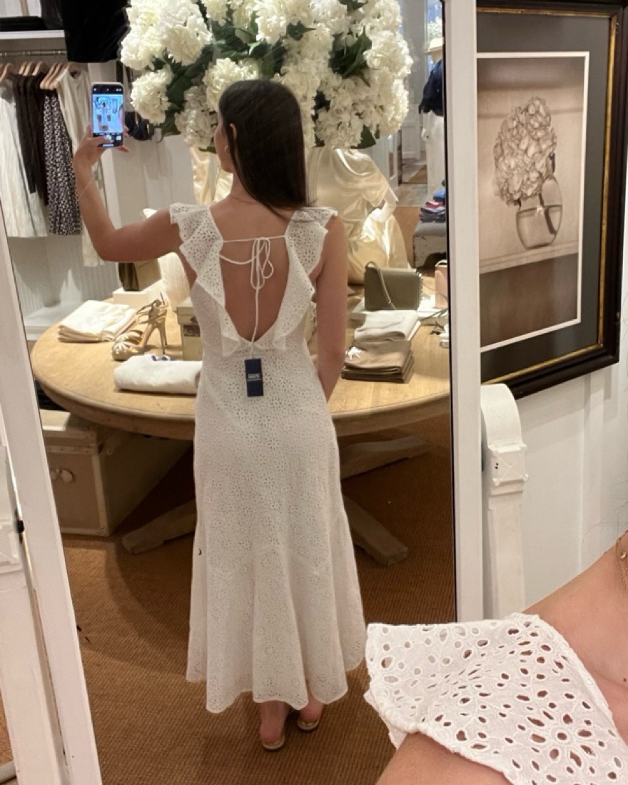 Ralph Lauren Linen Eyelet Maxi Dress by Ralph Lauren - Pickle
