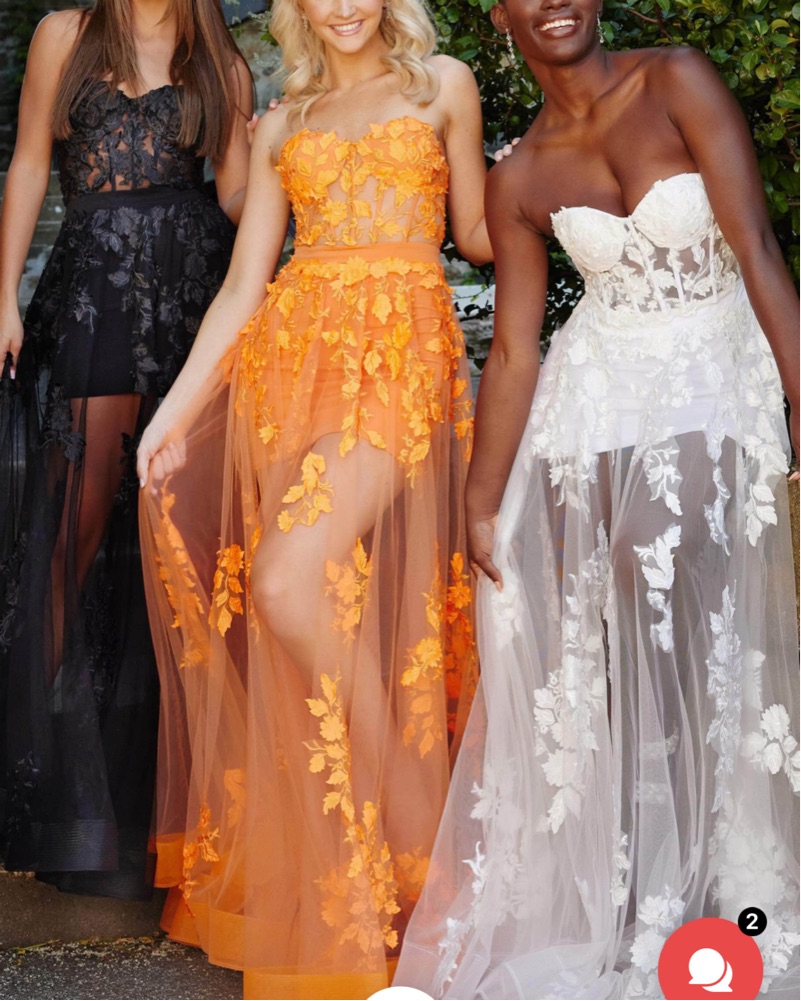 jovani orange flower dress Orange Sequin Floral Prom Dress With Slit 40757